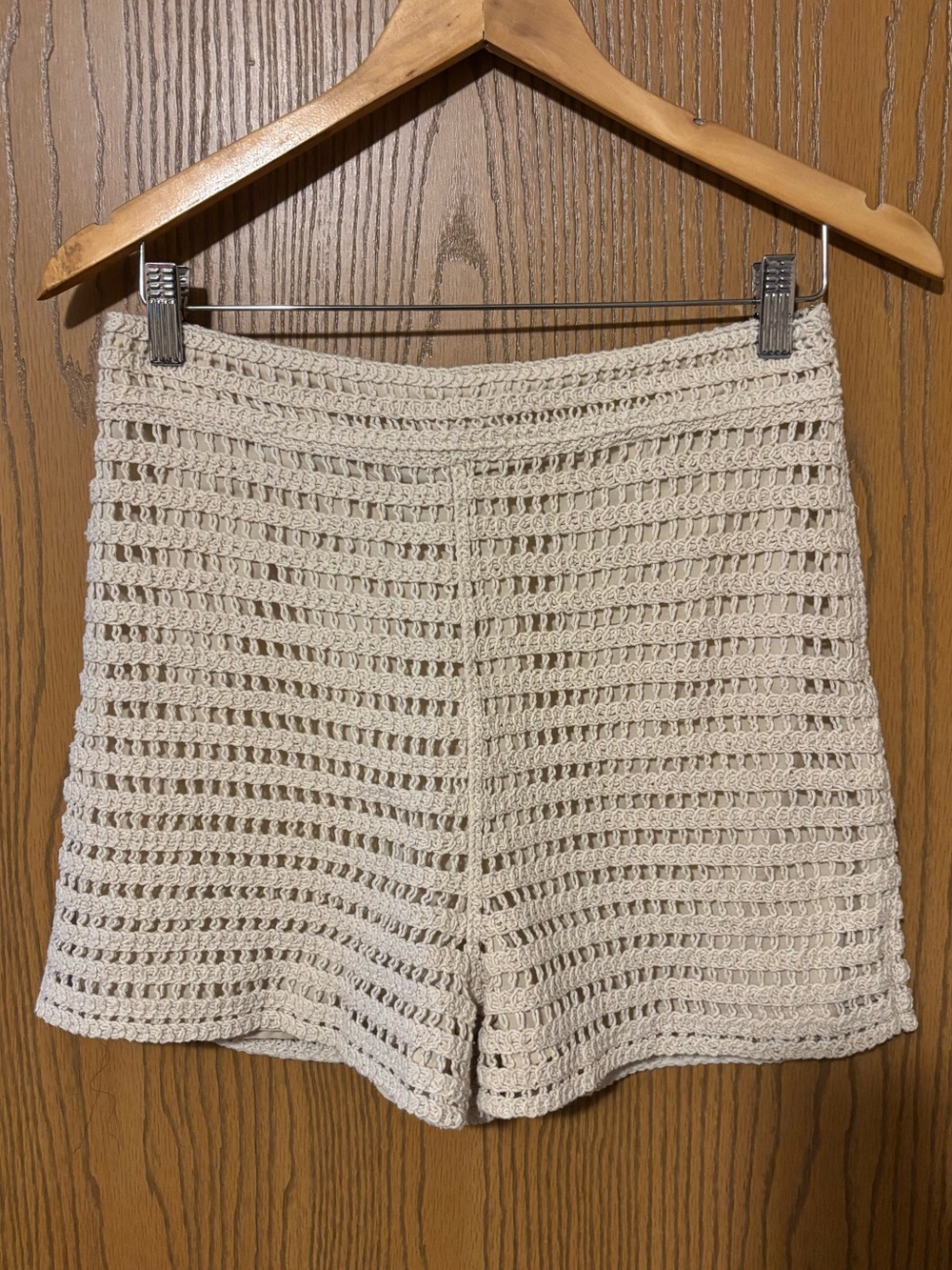 Skies Are Blue - Crochet Knit Cream Tan Women's Shorts